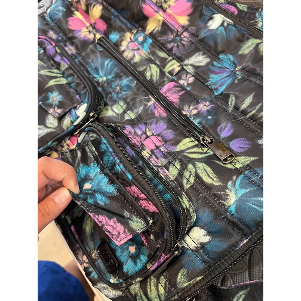 LUG Zipliner Convertible Hobo Bag Bloom Black Floral Purse Travel Shoulder Bag - Picture 12 of 13